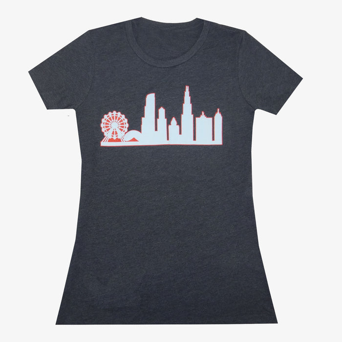 Aksels Women's Chicago Skyline T-Shirt - Charcoal