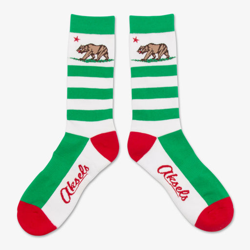 Aksels Striped California Grizzly Bear Socks - Green