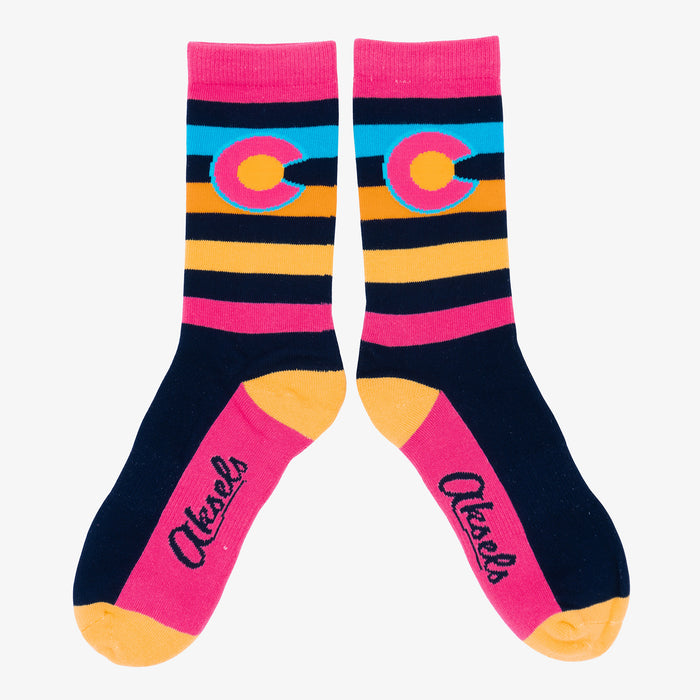 Aksels Striped Colorado Flag Socks - Neon