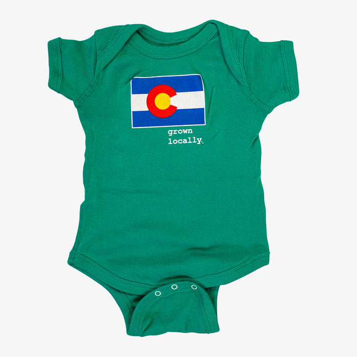 Grown Locally Colorado Flag Onesie - Green