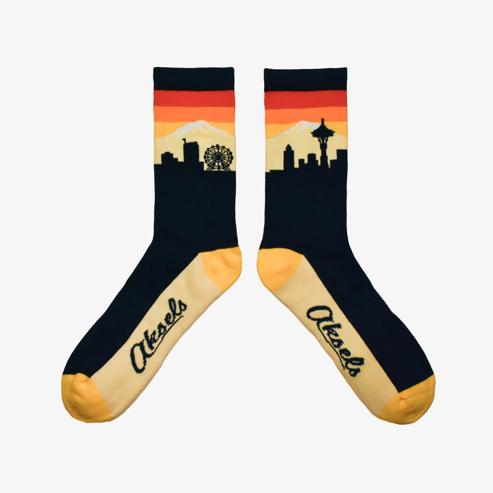 Retro Rays Seattle Skyline Men's & Women's Crew Socks