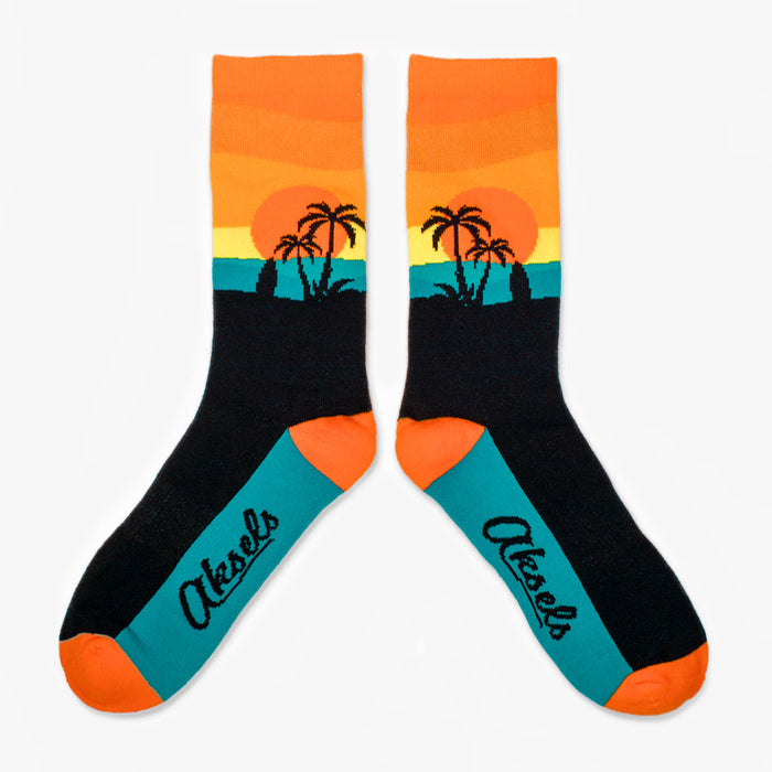 Sunset Bliss Surf and Palms Men's & Women's Crew Socks