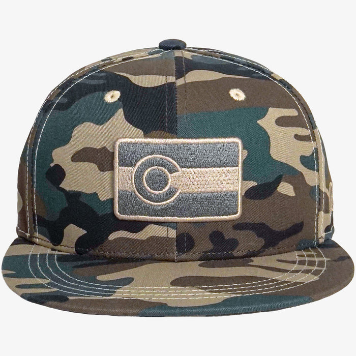 Stealthy Stomper Colorado Flag Camo Flatbill Snapback Hat