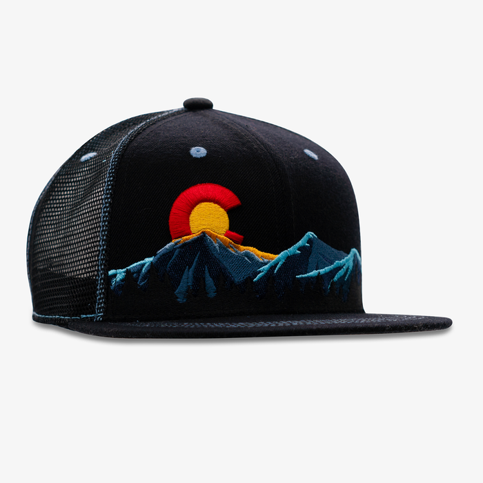 Colorado Mountain Night Time Flatbill Snapback Hat