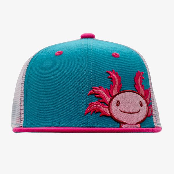 Kids Axolotl Flatbill Snapback Hat | Kids Ages 2-8 | Aksels.com display picture 1