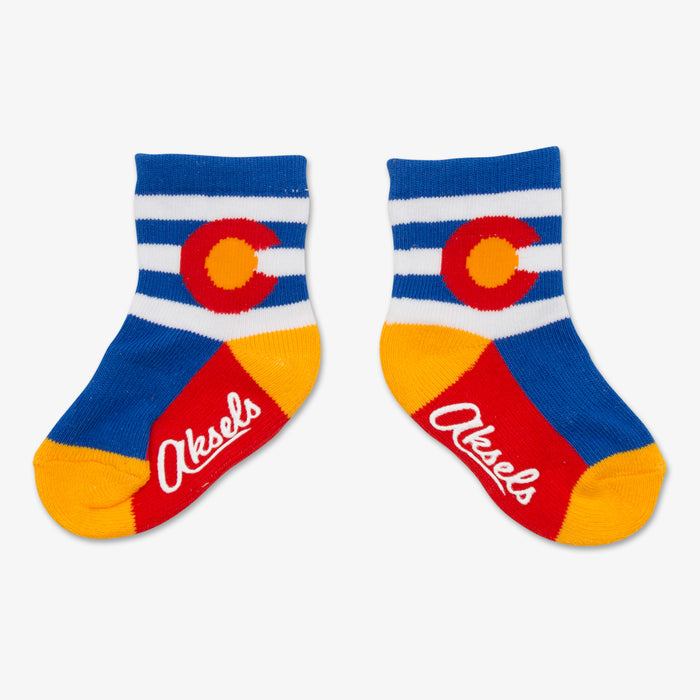 Aksels Striped Colorado Flag Toddler Socks