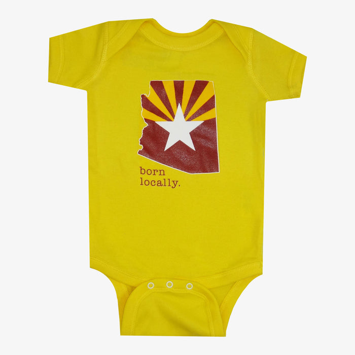 Born Locally Arizona Flag Onesie - Yellow
