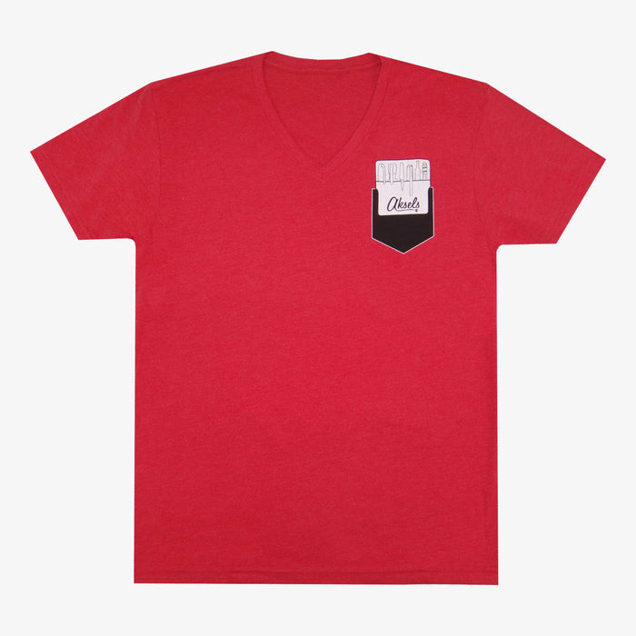 Aksels Pocket Protector V-Neck T-Shirt - Red