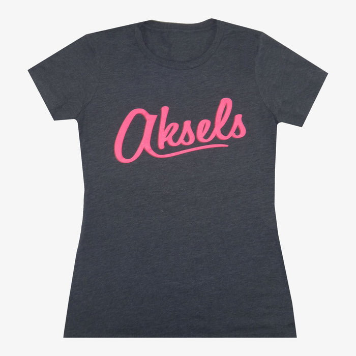 Women's Aksels Cursive Logo T-Shirt - Charcoal