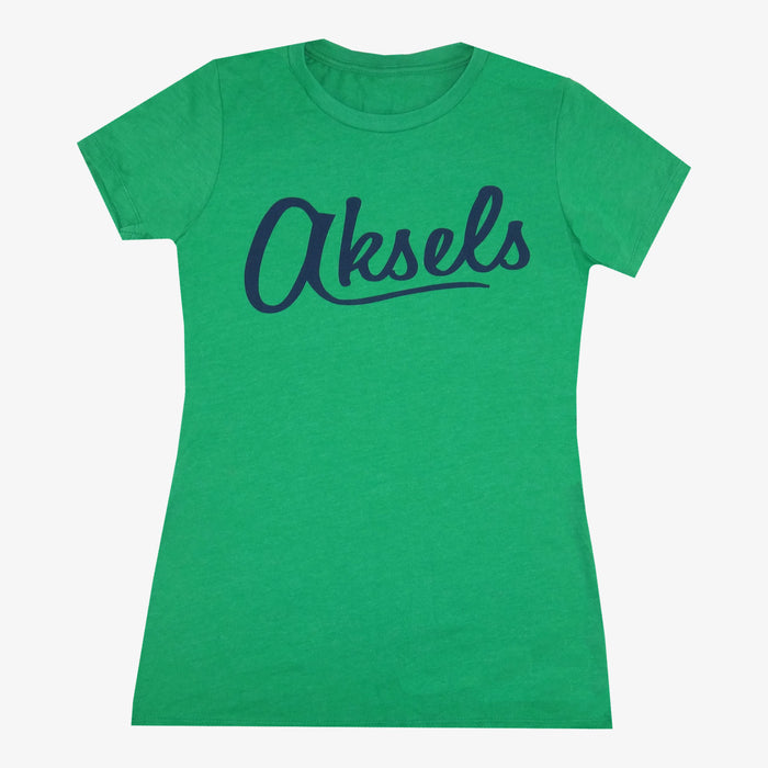 Women's Aksels Cursive Logo T-Shirt - Green/Navy
