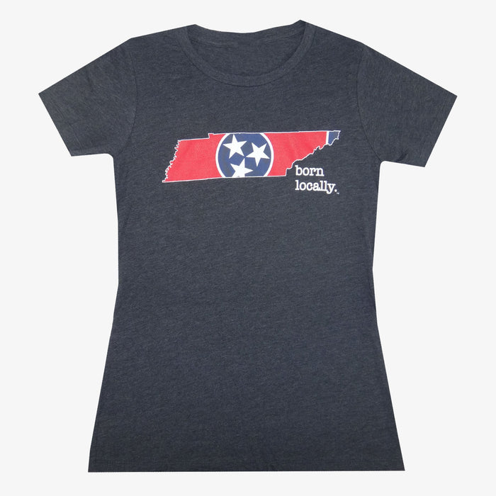 Aksels Women's Born Locally Tennessee T-Shirt - Charcoal