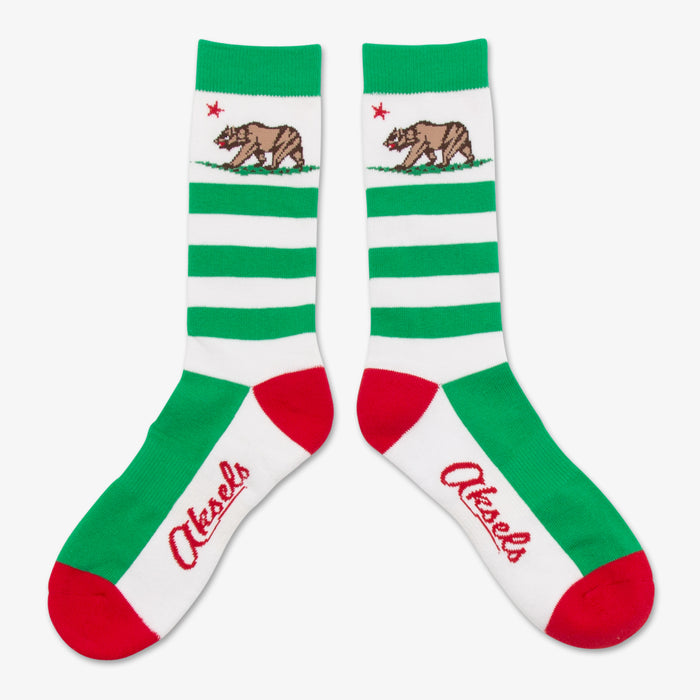 Aksels Striped California Grizzly Bear Socks - Green