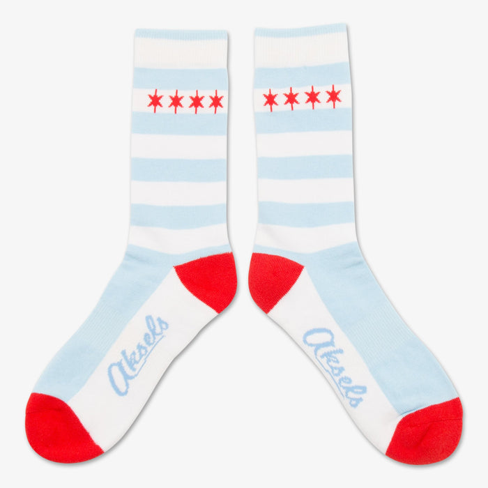 Aksels Striped Chicago Flag Socks - Baby Blue
