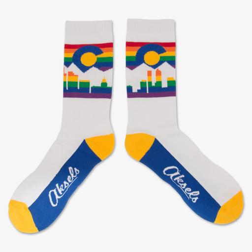 Rainbow Denver Skyline Socks - White