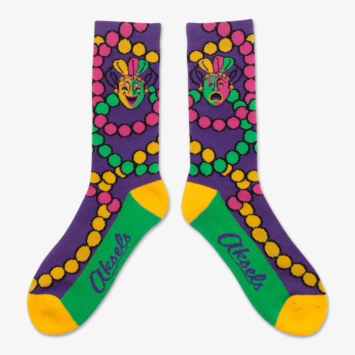 Aksels Mardi Gras Beads & Masks Socks