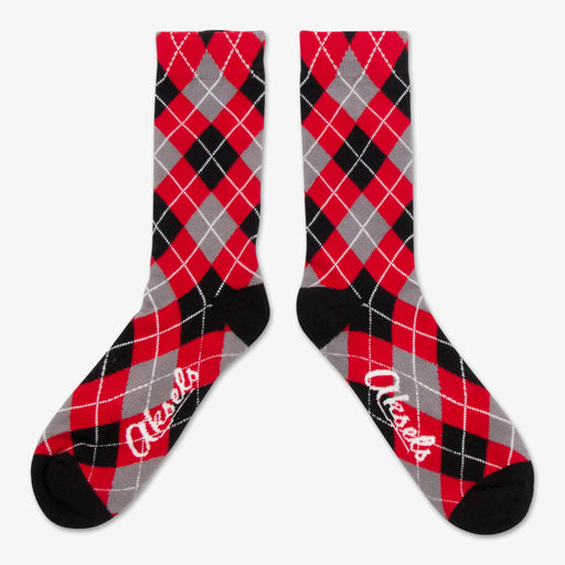 Aksels Red, Gray, & Black Argyle Pattern Socks