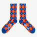 Aksels Blue & Orange Argyle Pattern Socks