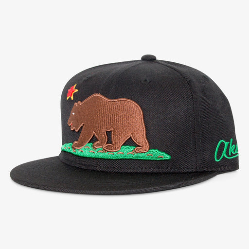 Aksels California Grizzly Snapback Hat - Black