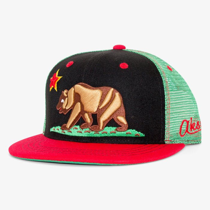 Aksels California Grizzly Trucker Hat - Black