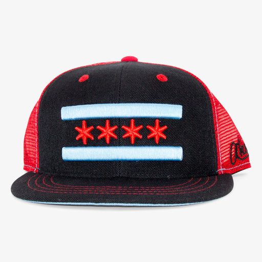 Aksels Chicago Flag Trucker Hat - Black