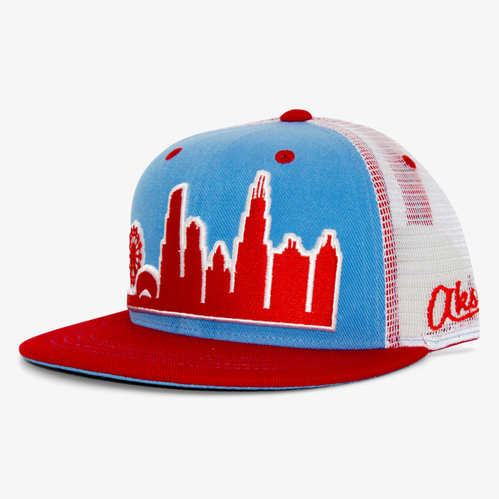 Aksels Chicago Skyline Trucker Hat - Blue
