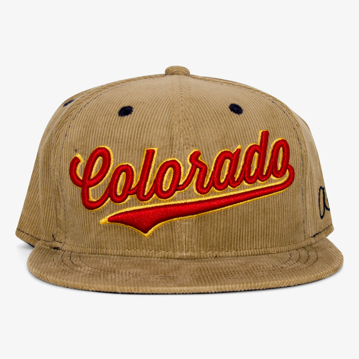 Aksels Cursive Colorado Corduroy Snapback Hat