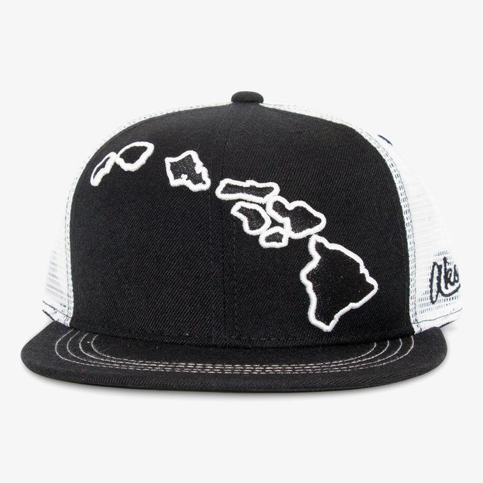 Aksels Hawaii Islands Trucker Hat - Black
