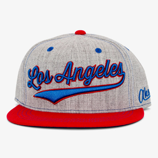 Aksels Cursive Los Angeles Snapback Hat - Red