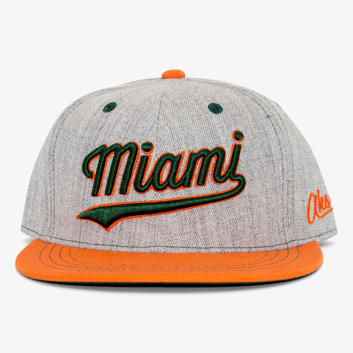 Aksels Cursive Miami Snapback Hat - Orange
