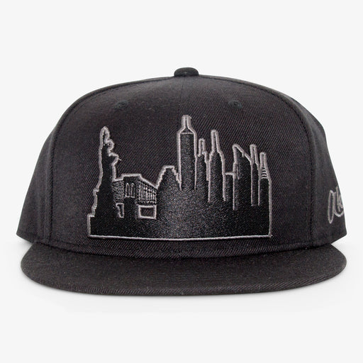 Aksels New York City Skyline Snapback Hat - All Black