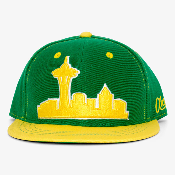 Aksels Seattle Skyline Snapback Hat - Green