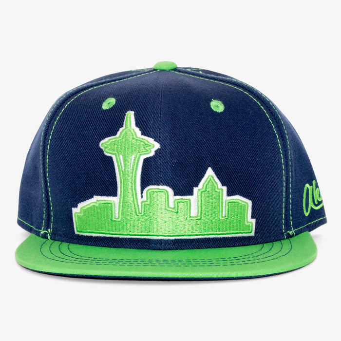 Aksels Seattle Skyline Snapback Hat - Navy