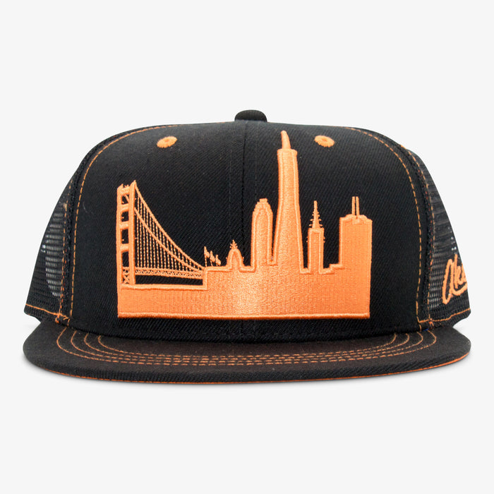 Aksels San Francisco Skyline Trucker Hat - Black