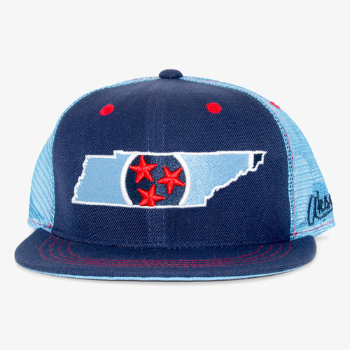 Tennessee - State Flag Hats Grey & White Trucker