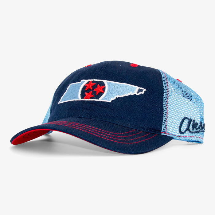 Aksels Tennessee Flag Unstructured Trucker Hat - Blue