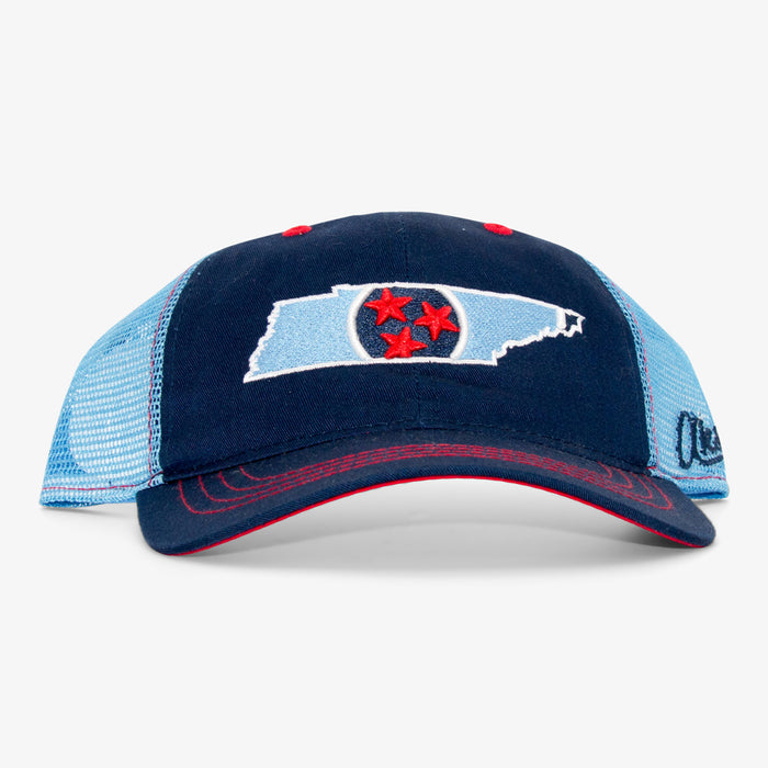 Aksels Tennessee Flag Unstructured Trucker Hat - Blue