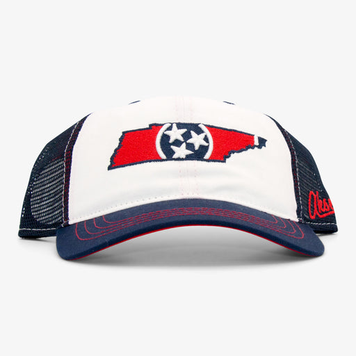 Aksels Tennessee Flag Unstructured Trucker Hat - White