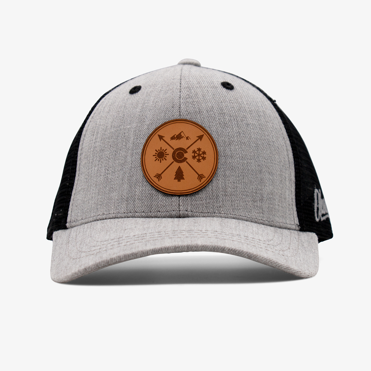 Adult Colorado Arrows Leather Patch Curved Low Pro Snapback Hat | Mens ...