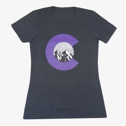 Women's Colorado Mountain C T-Shirt - Charcoal/Purple