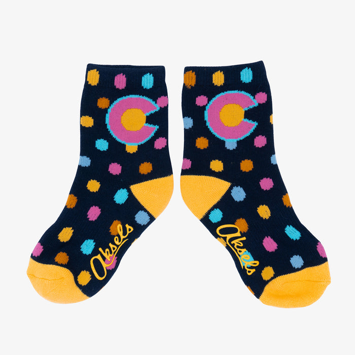 Aksels Youth Colorado Flag Dots Socks - Neon