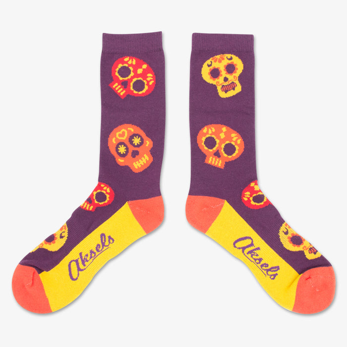 Aksels All Over Print Day Of The Dead Socks - Purple