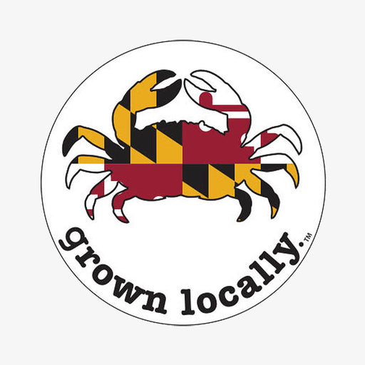 Aksels Grown Locally Maryland Crab Sticker - White