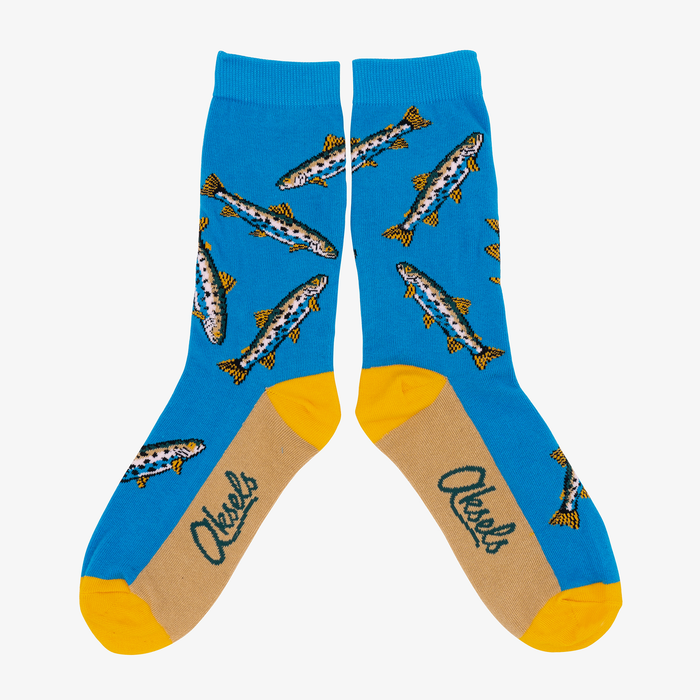 Fun Dress Socks with Trouts for Men | Mens Crew Cotton Socks | Size 16+ | Aksels.com Fun Dress Socks with Trouts for Men | Mens Crew Cotton Socks | Size 16+ | Aksels.com
