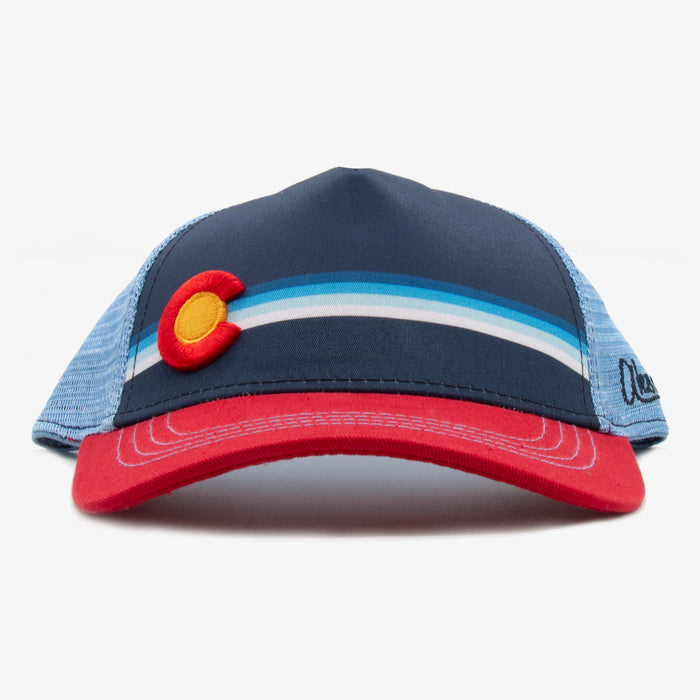 Aksels Kids Colorado Striped Low Pro Trucker Hat - Red